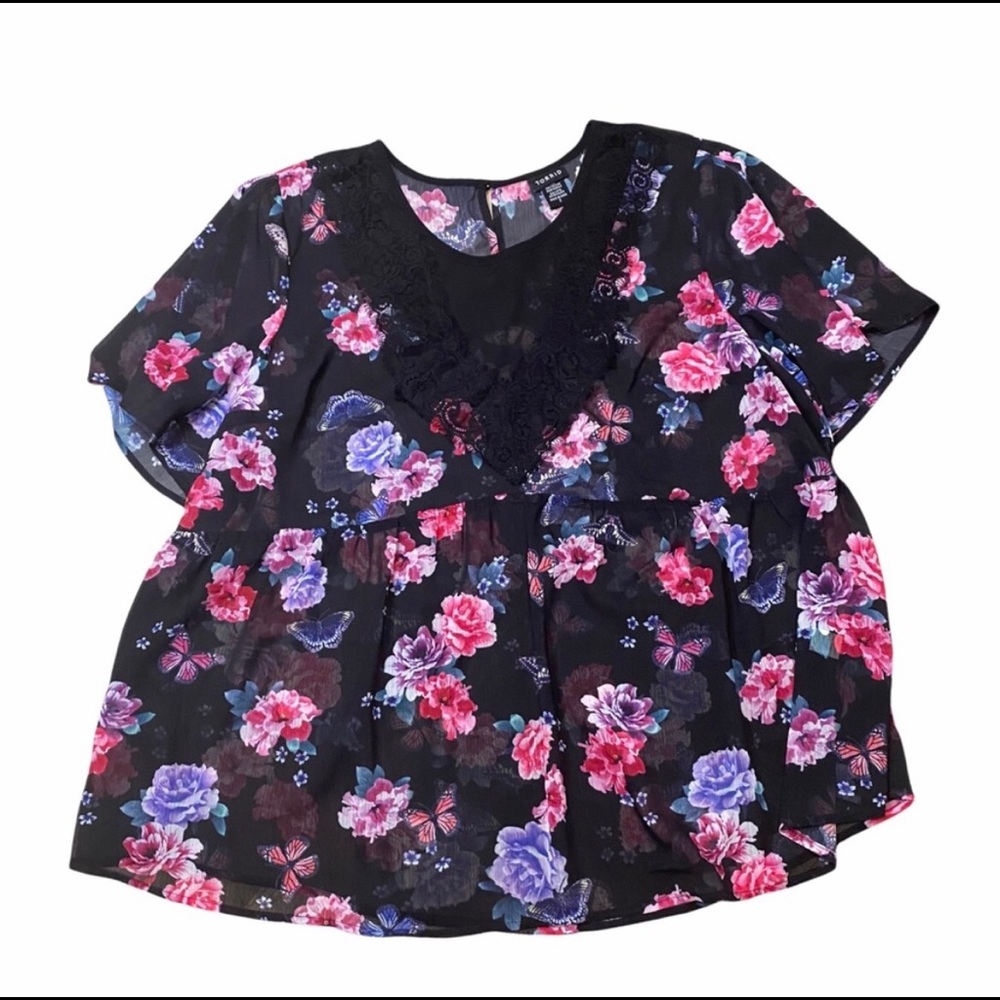 Torrid Floral and Butterfly Babydoll Top - Picture 10 of 14